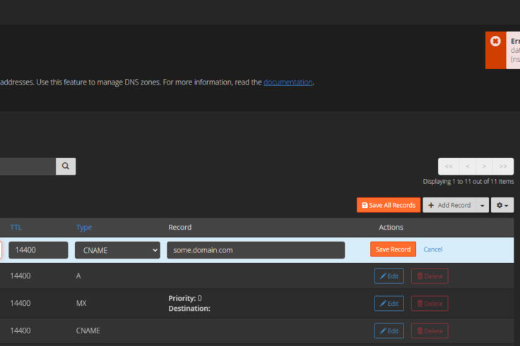 dns zone error cpanel 736x491 - The DNS zone file is invalid. Line X: ignoring out-of-zone data