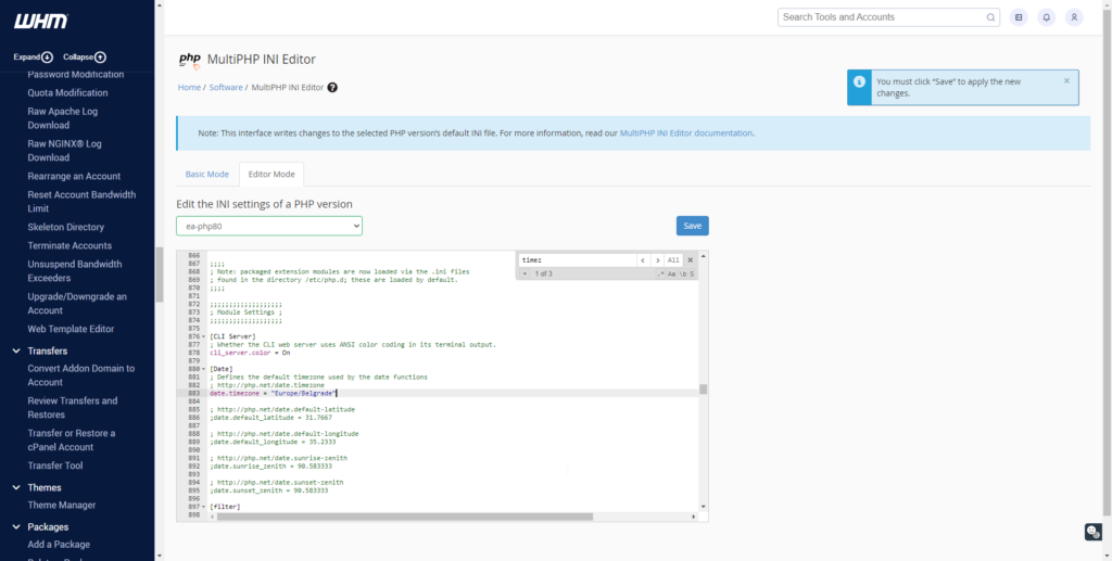 Advanced Mode in MultiPHP INI Editor