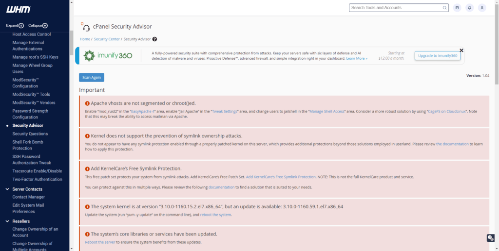 cPanel Security Advisor