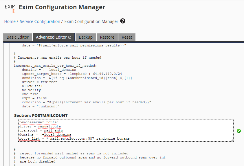 Configuring smtp2go Email Relay on WHM/cPanel image 23 - Configuring smtp2go Email Relay on WHM/cPanel