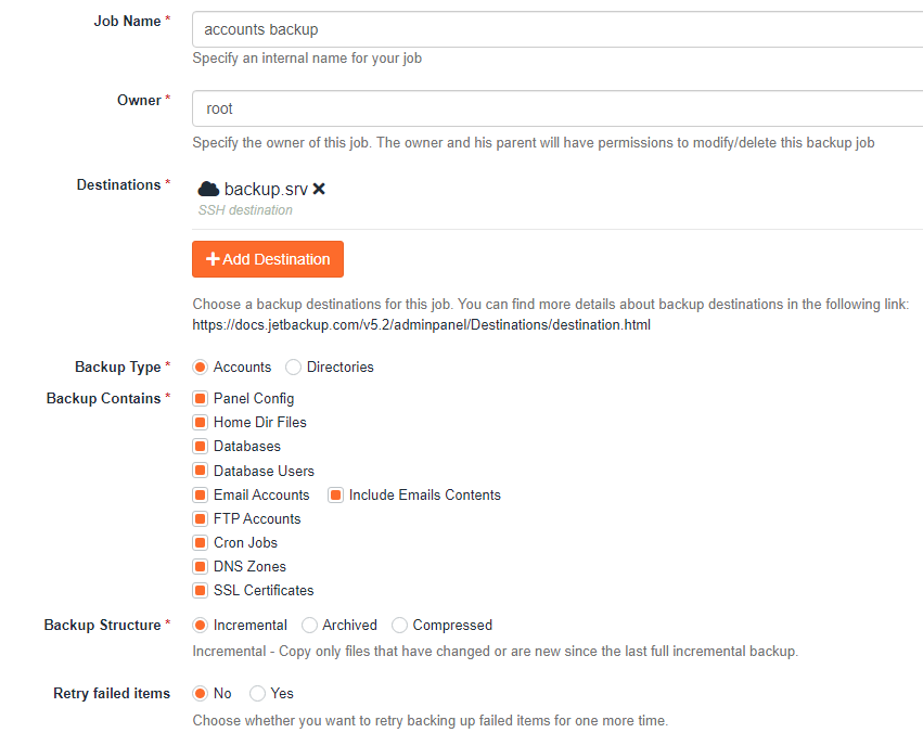 Setting up automatic cPanel backups with JetBackup5 image 38 - Setting up automatic cPanel backups with JetBackup5